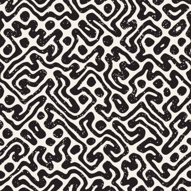 Labirent çizgileri ile Seamless modeli. Tek renkli arka plan. Vektör el çekilmiş labyrinth.