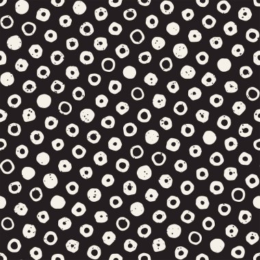 El çekilmiş siyah beyaz mürekkep soyut seamless modeli. Vektör şık grunge doku. Tek renkli şekiller boya fırça satırları dağınık
