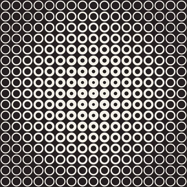 黒と白の模様の背景を抽象化します。シームレスな幾何学的な円ハーフトーン。スタイリッシュなモダンなテクスチャー — ストックベクタ