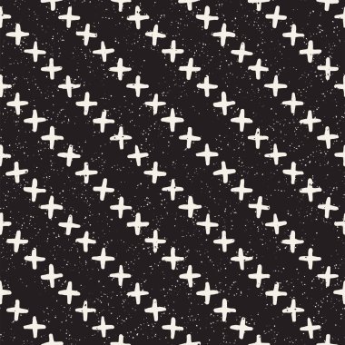 El ile Seamless Modeli hatları çizilmiş. Arka plan serbest fırça darbeleriyle. Siyah ve beyaz doku. Kağıt ambalaj için süsleme.