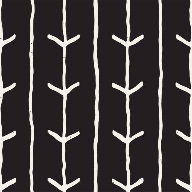 Elle çizilmiş seamless modeli. Soyut geometrik döşeme arka plan siyah ve beyaz. Vektör şık doodle hat kafes