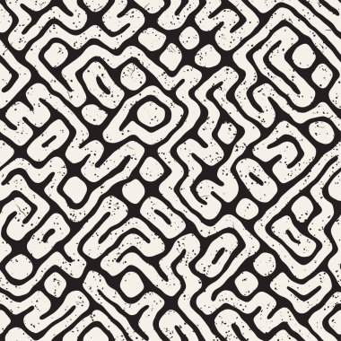 Labirent çizgileri ile Seamless modeli. Tek renkli arka plan. Vektör el çekilmiş labyrinth.