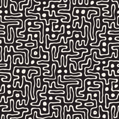 Labirent çizgileri ile Seamless modeli. Tek renkli arka plan. Vektör el çekilmiş labyrinth.