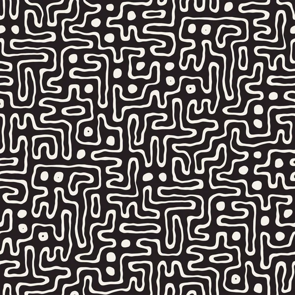 Labirent çizgileri ile Seamless modeli. Tek renkli arka plan. Vektör el çekilmiş labyrinth.