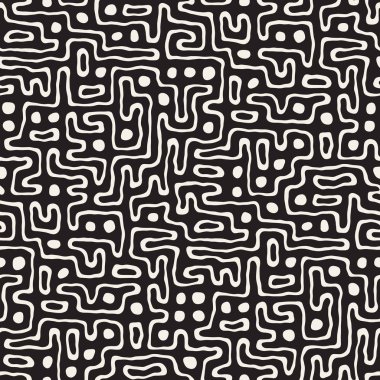 Labirent çizgileri ile Seamless modeli. Tek renkli arka plan. Vektör el çekilmiş labyrinth.