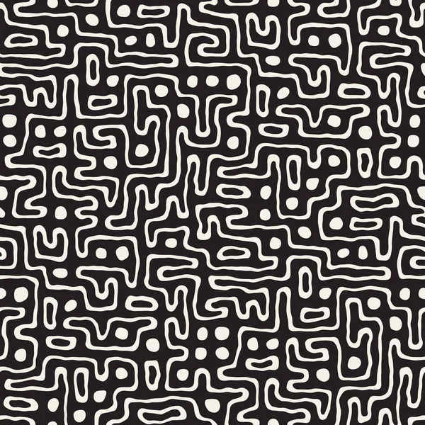 Labirent çizgileri ile Seamless modeli. Tek renkli arka plan. Vektör el çekilmiş labyrinth.