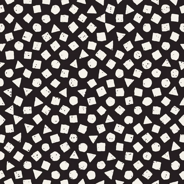 El çekilmiş siyah beyaz mürekkep soyut seamless modeli. Vektör şık grunge doku. Tek renkli şekiller boya fırça satırları dağınık