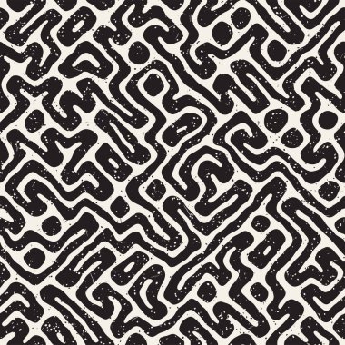 Labirent çizgileri ile Seamless modeli. Tek renkli arka plan. Vektör el çekilmiş labyrinth.