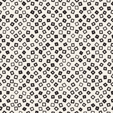 El çekilmiş siyah beyaz mürekkep soyut seamless modeli. Vektör şık grunge doku. Tek renkli şekiller boya fırça satırları dağınık