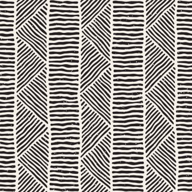 Elle çizilmiş stil etnik seamless modeli. Soyut geometrik döşeme arka plan siyah ve beyaz.
