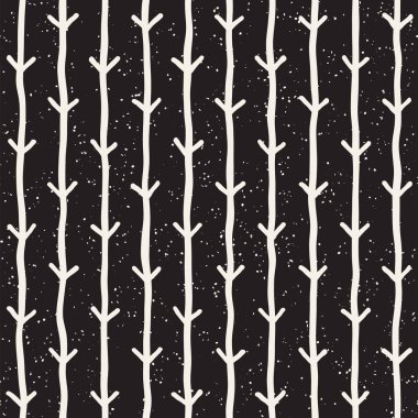 El ile Seamless Modeli hatları çizilmiş. Arka plan serbest fırça darbeleriyle. Siyah ve beyaz doku. Kağıt ambalaj için süsleme.