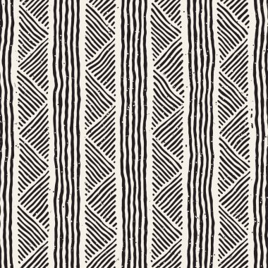 Elle çizilmiş stil etnik seamless modeli. Soyut geometrik döşeme arka plan siyah ve beyaz.