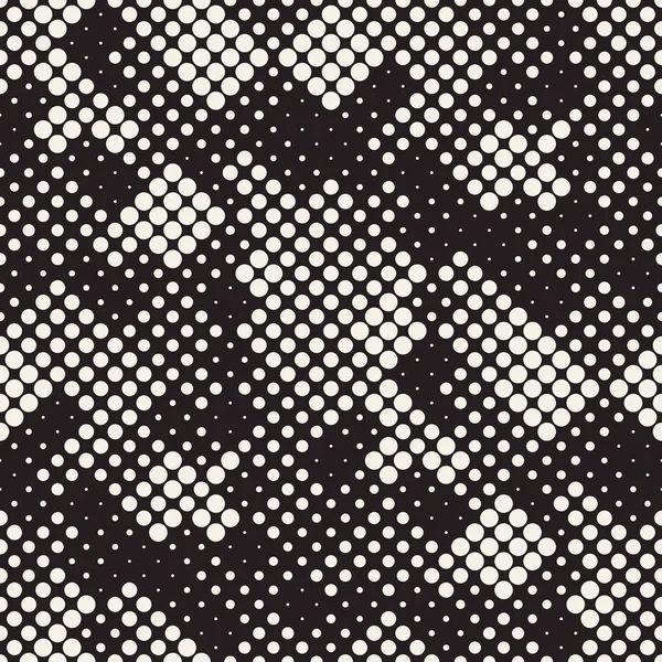 Moderne stilistisk Halftone Texture. Uendelig abstrakt bakgrunn med tilfeldige sirkler av størrelse. Vektor Sømløst mønster . – stockvektor