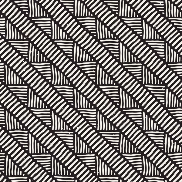 Handgezeichnete ethnische nahtlose Muster. abstrakte geometrische Fliesen Hintergrund in schwarz und weiß. — Stockvektor