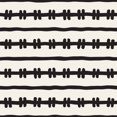 El ile Seamless Modeli hatları çizilmiş. Arka plan serbest fırça darbeleriyle. Siyah ve beyaz doku. Kağıt ambalaj için süsleme.