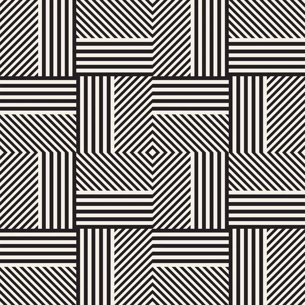 Абстрактный геометрический узор с полосами, линиями. Бесшовный векторный перекресток. Черно-белая текстура . — стоковый вектор