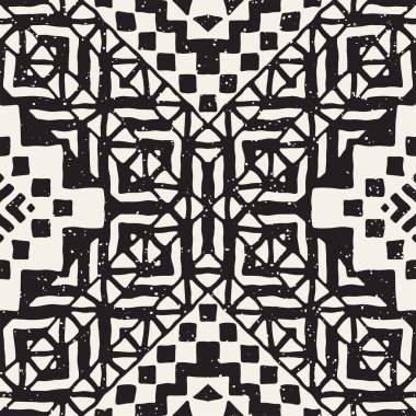Elle çizilmiş Dikişsiz desen çizdi. Vektör aşiret tasarım arka plan. Etnik motif. Geometrik etnik Şerit çizgileri resimde. Sanat baskı, tekstil, duvar kağıdı, kağıt ambalaj için.
