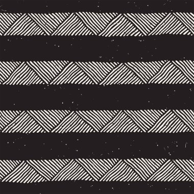 Elle çizilmiş stil etnik seamless modeli. Soyut geometrik döşeme arka plan siyah ve beyaz.