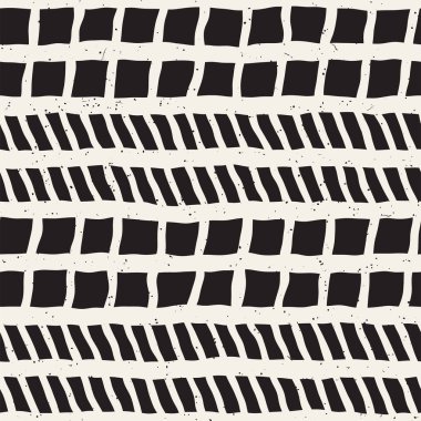 El ile Dikişsiz desen fırça darbeleriyle çizilmiş. Doodle grunge illüstrasyon mürekkep. Geometrik vektör desen.