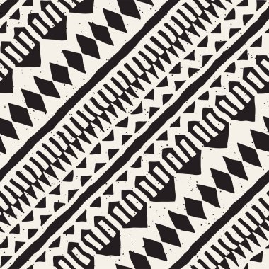 Elle çizilmiş Dikişsiz desen çizdi. Vektör aşiret tasarım arka plan. Etnik motif. Geometrik etnik Şerit çizgileri resimde. Sanat baskı, tekstil, duvar kağıdı, kağıt ambalaj için.
