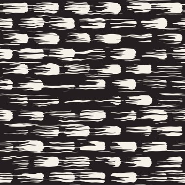 Vektör Dikişsiz desen fırça çizgileri ve vuruş. Siyah ve beyaz arka plan mürekkep elemanları ile. El doku boyalı.