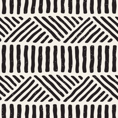Elle çizilmiş stil etnik seamless modeli. Soyut geometrik döşeme arka plan siyah ve beyaz.