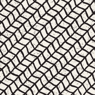 El ile Dikişsiz desen fırça darbeleriyle çizilmiş. Doodle grunge illüstrasyon mürekkep. Geometrik vektör desen.