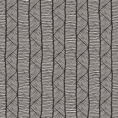Elle çizilmiş stil etnik seamless modeli. Soyut geometrik döşeme arka plan siyah ve beyaz.