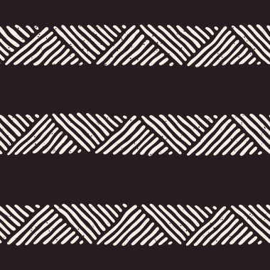 Elle çizilmiş stil etnik seamless modeli. Soyut geometrik döşeme arka plan siyah ve beyaz.