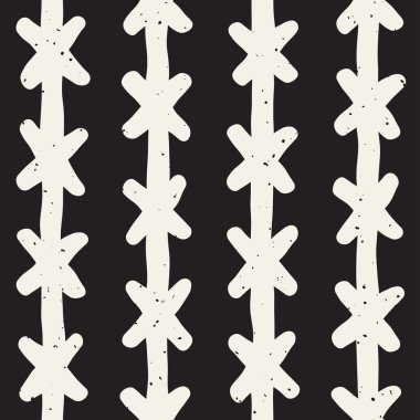 Elle çizilmiş stil etnik seamless modeli. Soyut geometrik döşeme arka plan siyah ve beyaz. Vektör Serbest doodle doku.