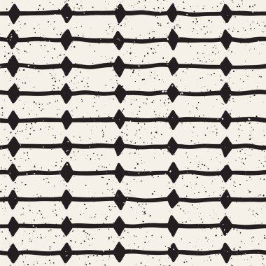 El ile Seamless Modeli hatları çizilmiş. Arka plan serbest fırça darbeleriyle. Siyah ve beyaz doku. Kağıt ambalaj için süsleme.