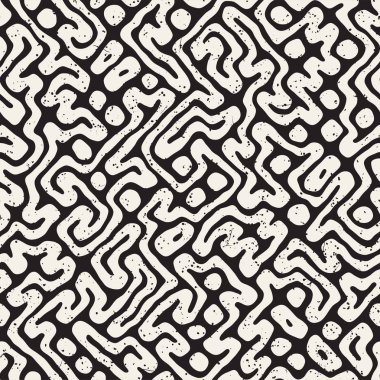 Labirent çizgileri ile Seamless modeli. Tek renkli arka plan. Vektör el çekilmiş labyrinth.