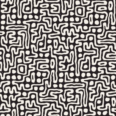 Labirent çizgileri ile Seamless modeli. Tek renkli arka plan. Vektör el çekilmiş labyrinth.