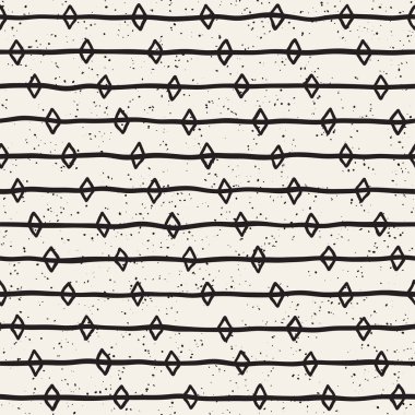 El ile Seamless Modeli hatları çizilmiş. Arka plan serbest fırça darbeleriyle. Siyah ve beyaz doku. Kağıt ambalaj için süsleme.