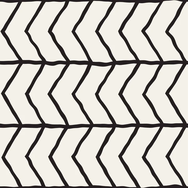 Kézzel rajzolt stílusban varrat nélküli mintát. Fekete-fehér absztrakt geometriai csempézés háttér. Vektor doodle sor rács — Stock Vector