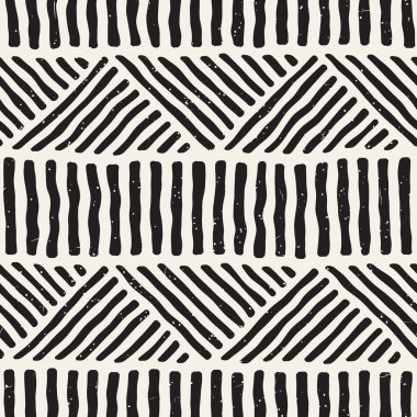 Elle çizilmiş stil etnik seamless modeli. Soyut geometrik döşeme arka plan siyah ve beyaz.