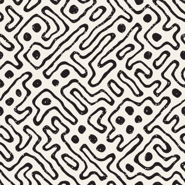 Labirent çizgileri ile Seamless modeli. Tek renkli arka plan. Vektör el çekilmiş labyrinth.