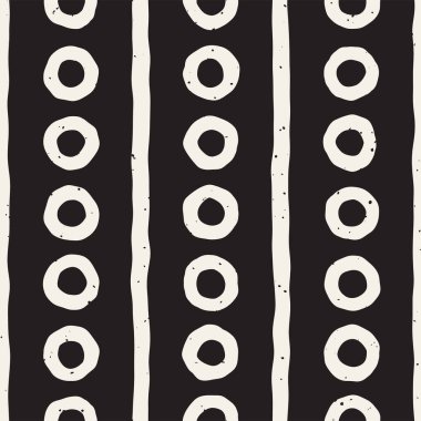 El ile Seamless Modeli hatları çizilmiş. Arka plan serbest fırça darbeleriyle. Siyah ve beyaz doku. Kağıt ambalaj için süsleme.