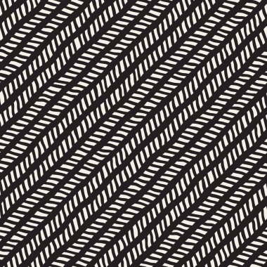 El ile Dikişsiz desen fırça darbeleriyle çizilmiş. Mürekkep doodle illüstrasyon. Geometrik tek renkli vektör desen.