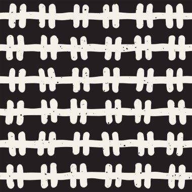 El ile Seamless Modeli hatları çizilmiş. Arka plan serbest fırça darbeleriyle. Siyah ve beyaz doku. Kağıt ambalaj için süsleme.