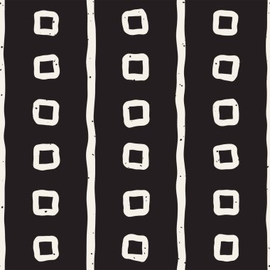 El ile Seamless Modeli hatları çizilmiş. Arka plan serbest fırça darbeleriyle. Siyah ve beyaz doku. Kağıt ambalaj için süsleme.