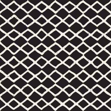 El ile Dikişsiz desen fırça darbeleriyle çizilmiş. Mürekkep doodle illüstrasyon. Geometrik tek renkli vektör desen.