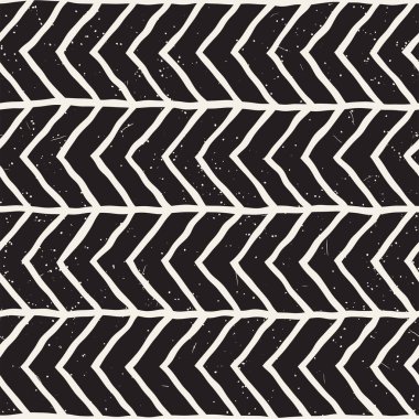 El ile Dikişsiz desen fırça darbeleriyle çizilmiş. Mürekkep doodle illüstrasyon. Geometrik tek renkli vektör desen.