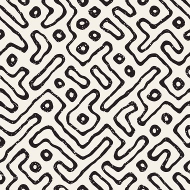 Labirent çizgileri ile Seamless modeli. Tek renkli arka plan. Vektör el çekilmiş labyrinth.