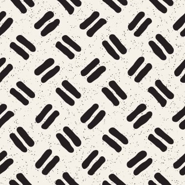 El ile Seamless Modeli hatları çizilmiş. Arka plan serbest fırça darbeleriyle. Siyah ve beyaz doku. Kağıt ambalaj için süsleme.