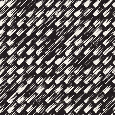 Vektör Dikişsiz desen fırça çizgileri ve vuruş. Siyah ve beyaz arka plan mürekkep elemanları ile. El doku boyalı.