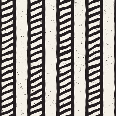 El ile Dikişsiz desen fırça darbeleriyle çizilmiş. Mürekkep doodle illüstrasyon. Geometrik tek renkli vektör desen.