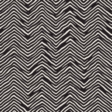 El ile Dikişsiz desen fırça darbeleriyle çizilmiş. Mürekkep doodle illüstrasyon. Geometrik tek renkli vektör desen.