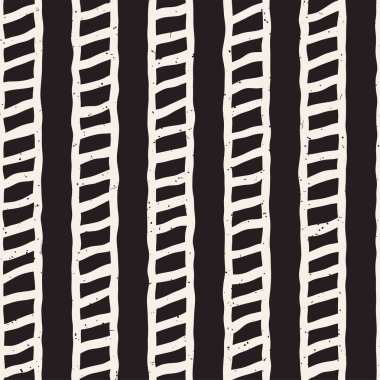 El ile Dikişsiz desen fırça darbeleriyle çizilmiş. Mürekkep doodle illüstrasyon. Geometrik tek renkli vektör desen.