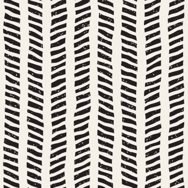 El ile Dikişsiz desen fırça darbeleriyle çizilmiş. Mürekkep doodle illüstrasyon. Geometrik tek renkli vektör desen.